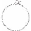 14K White Heart & Paperclip-Style Chain 6″ Bracelet