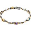 Natural Diamond Accented Multi-Gemstone Line Bracelet