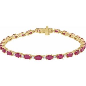 Lab-Grown Ruby And 5/8 Ctw Lab-Grown Diamond Line Bracelet