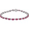 14K White Lab-Grown Ruby & 5/8 CTW Lab-Grown Diamond Line 7″ Bracelet