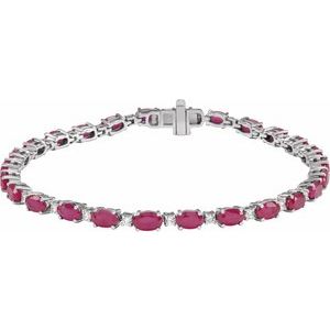 Lab-Grown Ruby And 5/8 Ctw Lab-Grown Diamond Line Bracelet