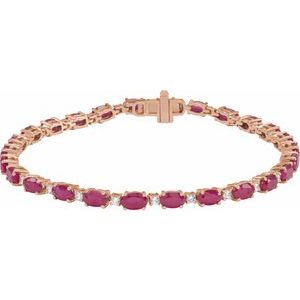 Lab-Grown Ruby And 5/8 Ctw Lab-Grown Diamond Line Bracelet