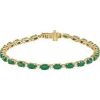 14K Yellow Lab-Grown Emerald & 5/8 CTW Lab-Grown Diamond Line 7″ Bracelet