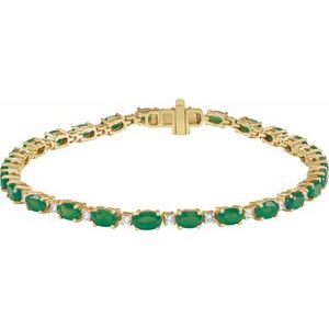 Lab-Grown Emerald And 5/8 Ctw Lab-Grown Diamond Line Bracelet