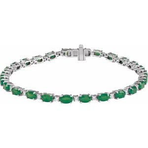 Lab-Grown Emerald And 5/8 Ctw Lab-Grown Diamond Line Bracelet