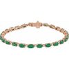 14K Rose Lab-Grown Emerald & 5/8 CTW Lab-Grown Diamond Line 7″ Bracelet