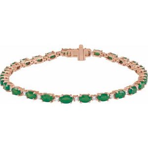 Lab-Grown Emerald And 5/8 Ctw Lab-Grown Diamond Line Bracelet