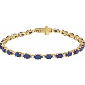 Lab-Grown Blue Sapphire And 5/8 Ctw Lab-Grown Diamond Line Bracelet