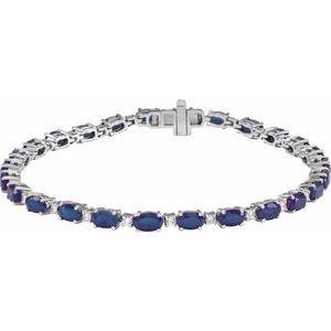 Lab-Grown Blue Sapphire And 5/8 Ctw Lab-Grown Diamond Line Bracelet