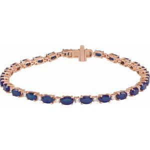 Lab-Grown Blue Sapphire And 5/8 Ctw Lab-Grown Diamond Line Bracelet