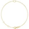 14K Yellow Sans Serif Initial Q 6 1/2-7 1/2″ Bracelet