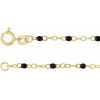 14K Yellow 2 mm Adjustable Black Enamel Bead 9-10″ Chain