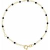 14K Yellow 2 mm Adjustable Black Enamel Bead 6-7″ Chain