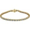 14K Yellow Natural Sky Blue Topaz Line 7″ Bracelet