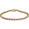 14K Yellow Natural Pink Tourmaline Line 7″ Bracelet