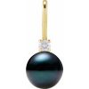 Cultured Black Pearl And .03 Ct Natural Diamond Pendant