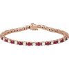 14K Rose Lab-Grown Ruby & 2 3/8 CTW Natural Diamond Line 7″ Bracelet