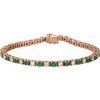 14K Rose Lab-Grown Emerald & 2 3/8 CTW Natural Diamond Line 7″ Bracelet