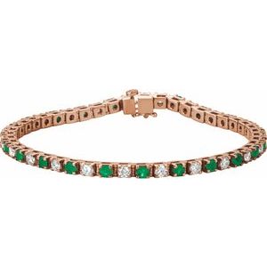 Lab-Grown Emerald And Diamond Line Bracelet