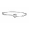 14K White 1 CTW Natural Diamond Cluster Bangle 6 1/2″ Bracelet