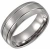 Titanium 8 mm Half Round Grooved Satin Band Size 10