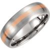 Titanium & 14K Rose Inlay 7 mm Satin Finish Band Size 8