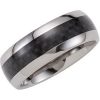 Tungsten 8 mm Domed Band with Carbon Fiber Inlay Size 10