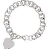 Sterling Silver Heart Charm Cable 7 1/2″ Chain