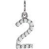 14K White .07 CTW Natural Diamond Numeral 2 Charm