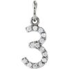 14K White .06 CTW Natural Diamond Numeral 3 Charm