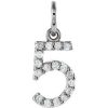 14K White .08 CTW Natural Diamond Numeral 5 Charm