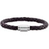 Stainless Steel & 6 mm Dark Brown Braided Leather 8 1/2″ Bracelet