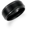 Black PVD Tungsten 10 mm Ridged Band with Satin Center Size 9