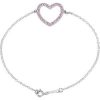 Sterling Silver Pink Cubic Zirconia Heart 7″ Bracelet