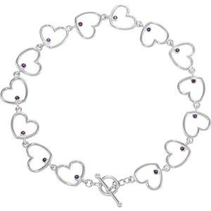 Natural Amethyst Heart Bracelet