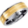 Tungsten & 10K Yellow Inlay 8 mm Satin Finish Band Size 10