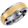 Tungsten & 10K Yellow Inlay 8 mm Milgrain & Ridged Band Size 10