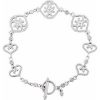 14K White Granulated Heart 7 1/2″ Bracelet