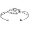 14K White .05 CTW Natural Diamond Floral Cuff 6″ Bracelet