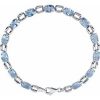 14K White 7×5 mm Oval Natural Sky Blue Topaz 7 1/4″ Bracelet