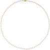 14K Yellow Cultured White Akoya Pearl 24″ Necklace