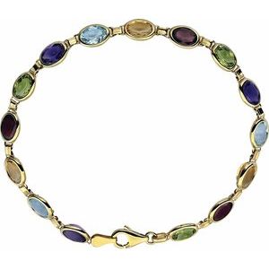 Natural Multi-Gemstone 7 Inch Bracelet