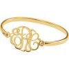 14K Yellow Gold-Plated Sterling Silver 30 mm 3-Letter Script Monogram Bangle 6 1/2″ Bracelet