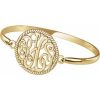 14K Yellow Gold-Plated Sterling Silver 28 mm 3-Letter Script Monogram Bangle 6 1/2″ Bracelet