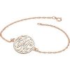 14K Rose Gold-Plated Sterling Silver 20 mm 3-Letter Script Monogram 7″ Bracelet