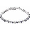 Lab-Grown Blue Sapphire And 1/10 Ctw Natural Diamond Bracelet