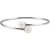 Sterling Silver Cultured Gray Freshwater Pearl Flexible Bangle Bracelet