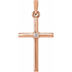 .015 Ctw Natural Diamond Cross Pendant