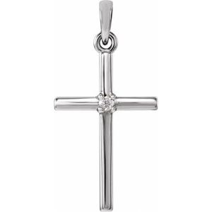 .015 Ctw Natural Diamond Cross Pendant