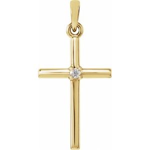 .015 Ctw Natural Diamond Cross Pendant